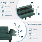 Sofá Cama Futón 89, Sofá Cama Convertible con Respaldo y Reposabrazos Ajustables, Sofá Cama Moderno para Sala de Estar, Dormitorio, Apartamentos