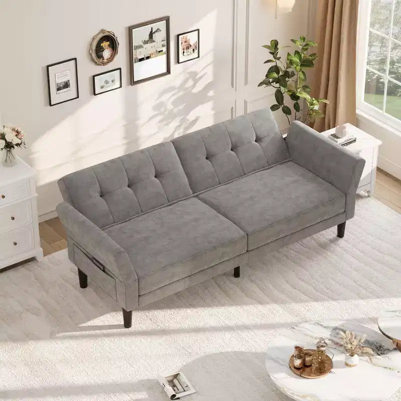 Sofá Cama Futón 89, Sofá Cama Convertible con Respaldo y Reposabrazos Ajustables, Sofá Cama Moderno para Sala de Estar, Dormitorio, Apartamentos