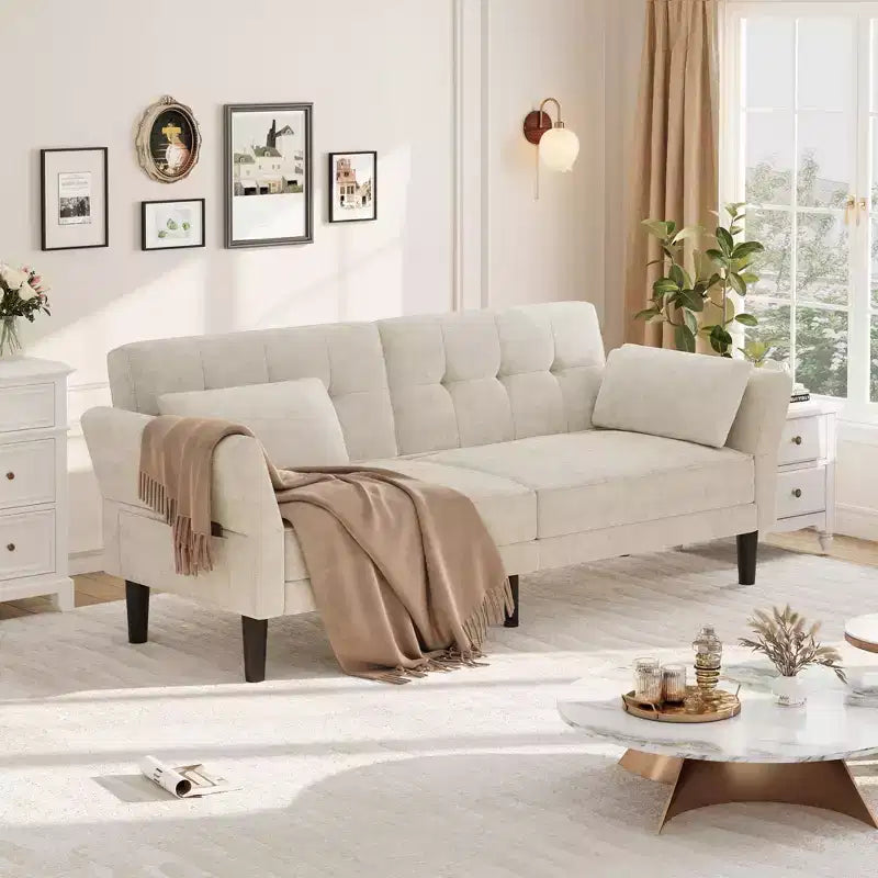 Sofá Cama Futón 89, Sofá Cama Convertible con Respaldo y Reposabrazos Ajustables, Sofá Cama Moderno para Sala de Estar, Dormitorio, Apartamentos
