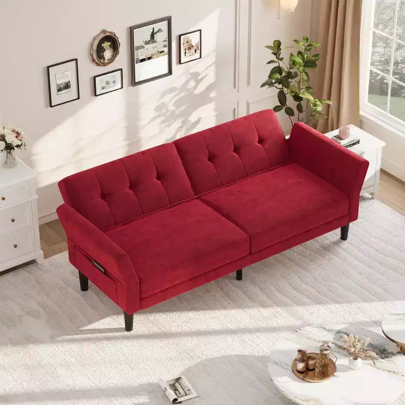 Sofá Cama Futón 89, Sofá Cama Convertible con Respaldo y Reposabrazos Ajustables, Sofá Cama Moderno para Sala de Estar, Dormitorio, Apartamentos