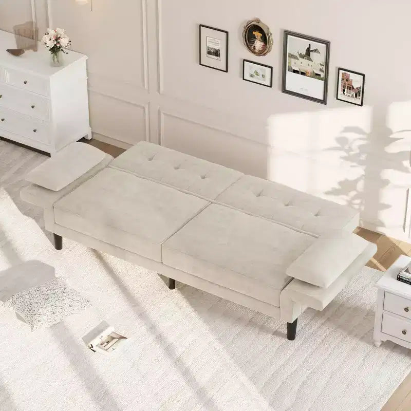 Sofá Cama Futón 89, Sofá Cama Convertible con Respaldo y Reposabrazos Ajustables, Sofá Cama Moderno para Sala de Estar, Dormitorio, Apartamentos