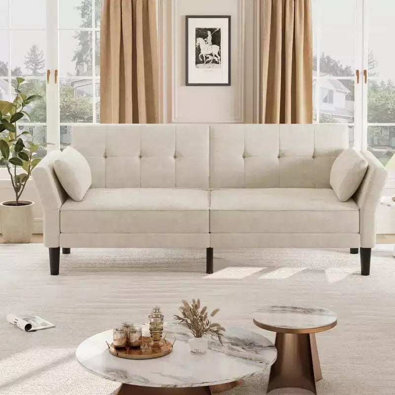 Sofá Cama Futón 89, Sofá Cama Convertible con Respaldo y Reposabrazos Ajustables, Sofá Cama Moderno para Sala de Estar, Dormitorio, Apartamentos