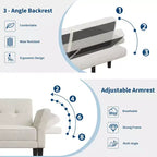 Sofá Cama Futón 89, Sofá Cama Convertible con Respaldo y Reposabrazos Ajustables, Sofá Cama Moderno para Sala de Estar, Dormitorio, Apartamentos