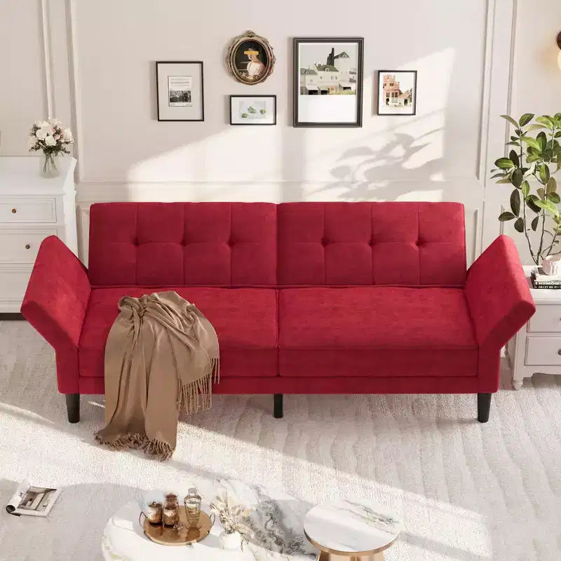 Sofá Cama Futón 89, Sofá Cama Convertible con Respaldo y Reposabrazos Ajustables, Sofá Cama Moderno para Sala de Estar, Dormitorio, Apartamentos