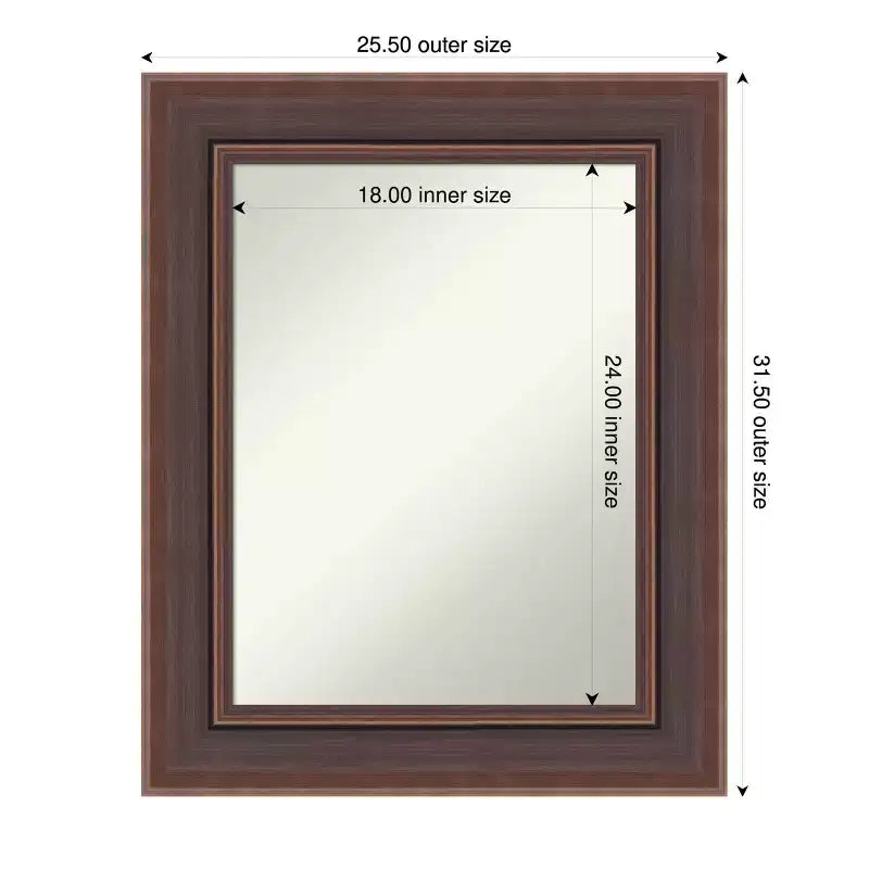 Espejo de pared de baño enmarcado Amanti Art Moab Brown Bronze sin bisel