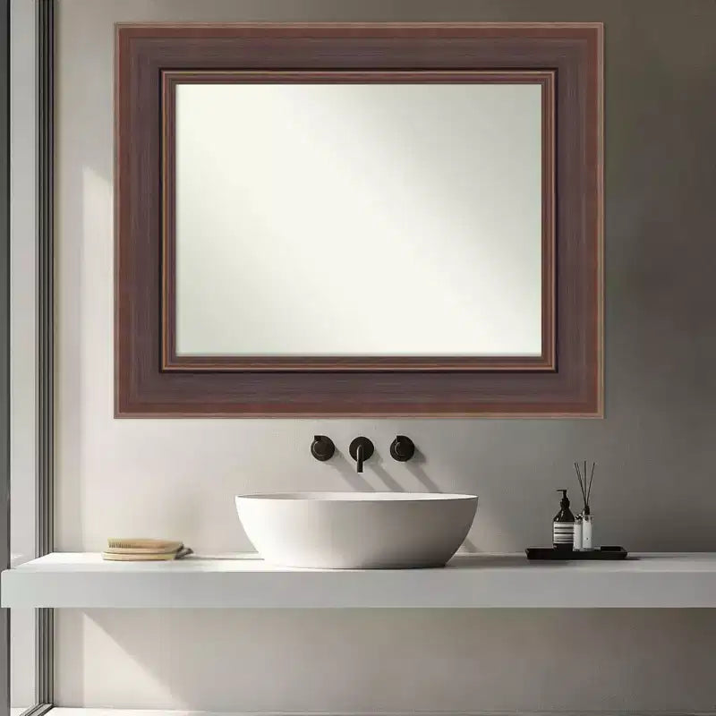 Espejo de pared de baño enmarcado Amanti Art Moab Brown Bronze sin bisel