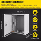 Caja Eléctrica de Acero Impermeable COZONY NEMA 4X, IP66 a prueba de polvo, Caja de Conexiones Eléctricas para Exterior/Interior, Caja de Conexiones con Cerradura
