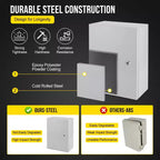 Caja Eléctrica de Acero Impermeable COZONY NEMA 4X, IP66 a prueba de polvo, Caja de Conexiones Eléctricas para Exterior/Interior, Caja de Conexiones con Cerradura