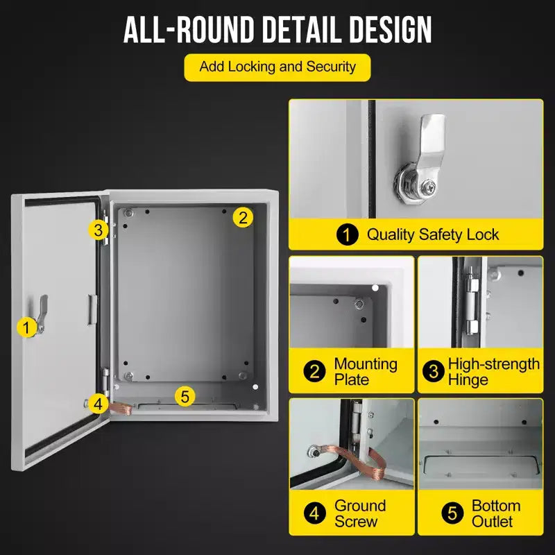 Caja Eléctrica de Acero Impermeable COZONY NEMA 4X, IP66 a prueba de polvo, Caja de Conexiones Eléctricas para Exterior/Interior, Caja de Conexiones con Cerradura
