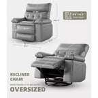27 Sillón reclinable grande, mecedora giratoria 360 con calor y masaje (para sala de estar/dormitorio/cuarto de bebé)