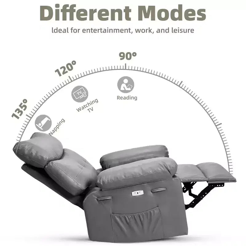 27 Sillón reclinable grande, mecedora giratoria 360 con calor y masaje (para sala de estar/dormitorio/cuarto de bebé)