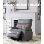 27 Sillón reclinable grande, mecedora giratoria 360 con calor y masaje (para sala de estar/dormitorio/cuarto de bebé)