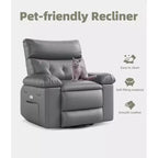 27 Sillón reclinable grande, mecedora giratoria 360 con calor y masaje (para sala de estar/dormitorio/cuarto de bebé)