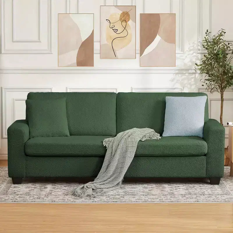 83 Sofá para sala de estar, cómodo sofá con asiento profundo, sofá moderno con reposabrazos anchos, funda extraíble, sofá de 3 plazas de forro polar tipo oso de peluche para dormitorio