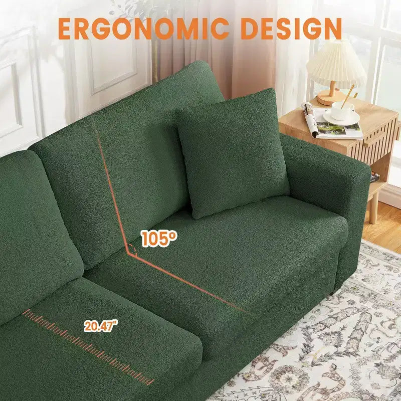 83 Sofá para sala de estar, cómodo sofá con asiento profundo, sofá moderno con reposabrazos anchos, funda extraíble, sofá de 3 plazas de forro polar tipo oso de peluche para dormitorio