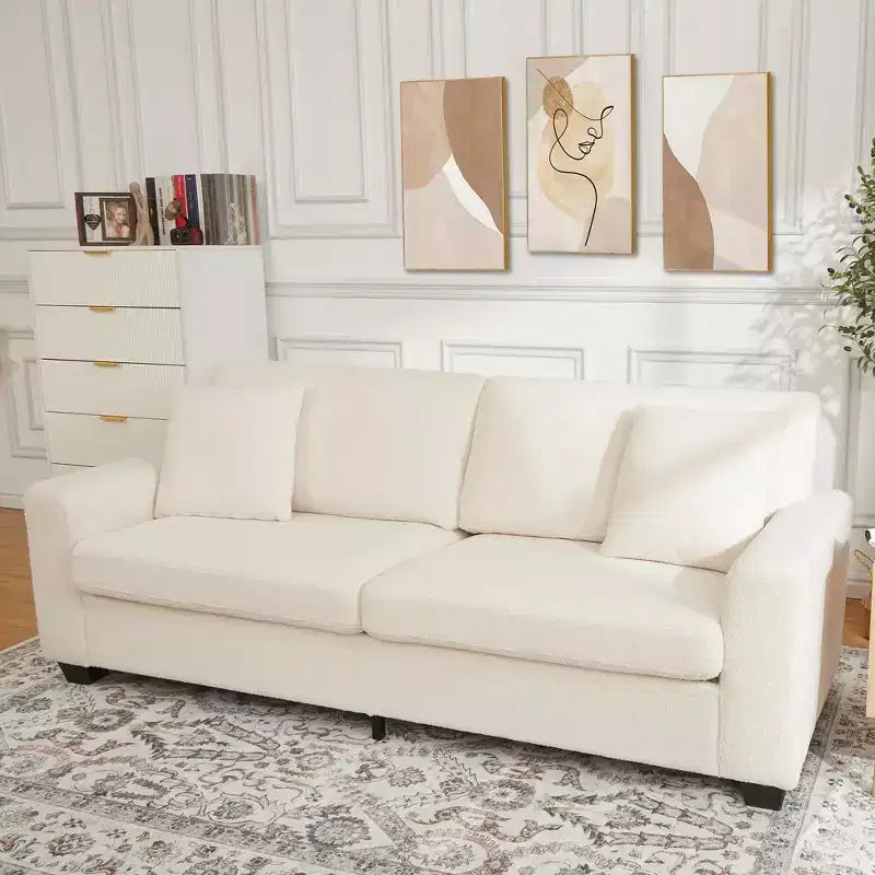 83 Sofá para sala de estar, cómodo sofá con asiento profundo, sofá moderno con reposabrazos anchos, funda extraíble, sofá de 3 plazas de forro polar tipo oso de peluche para dormitorio