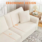 83 Sofá para sala de estar, cómodo sofá con asiento profundo, sofá moderno con reposabrazos anchos, funda extraíble, sofá de 3 plazas de forro polar tipo oso de peluche para dormitorio