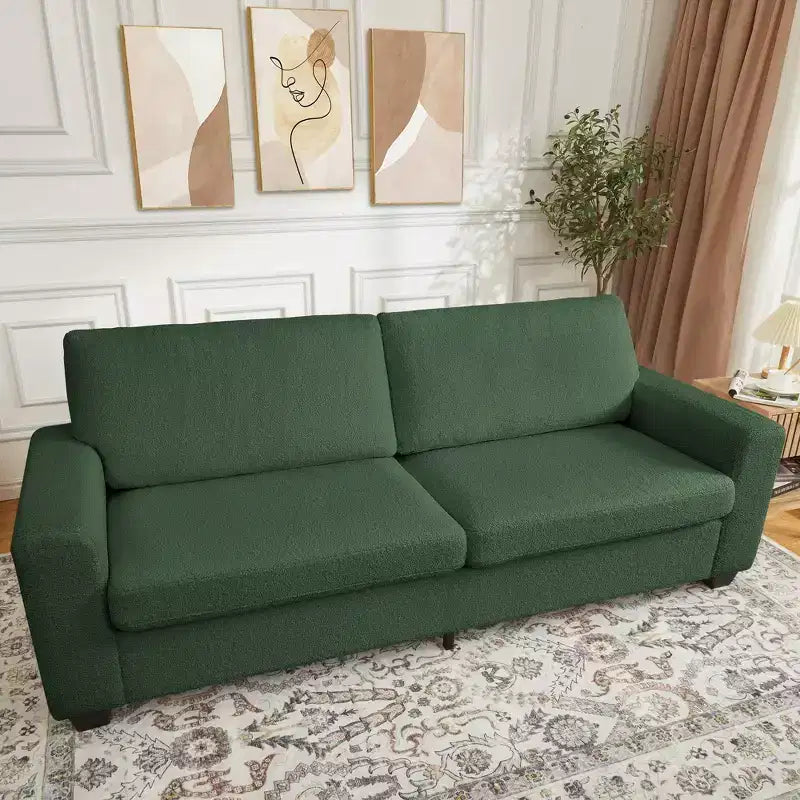 83 Sofá para sala de estar, cómodo sofá con asiento profundo, sofá moderno con reposabrazos anchos, funda extraíble, sofá de 3 plazas de forro polar tipo oso de peluche para dormitorio