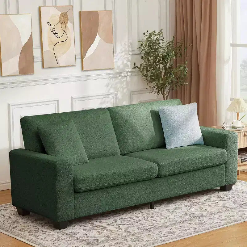 83 Sofá para sala de estar, cómodo sofá con asiento profundo, sofá moderno con reposabrazos anchos, funda extraíble, sofá de 3 plazas de forro polar tipo oso de peluche para dormitorio