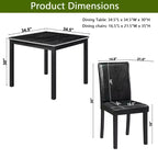 GDFStudio Jensen - Juego de comedor moderno de 5 piezas con sillas de madera de acacia y piel sintética, y mesa de comedor cuadrada