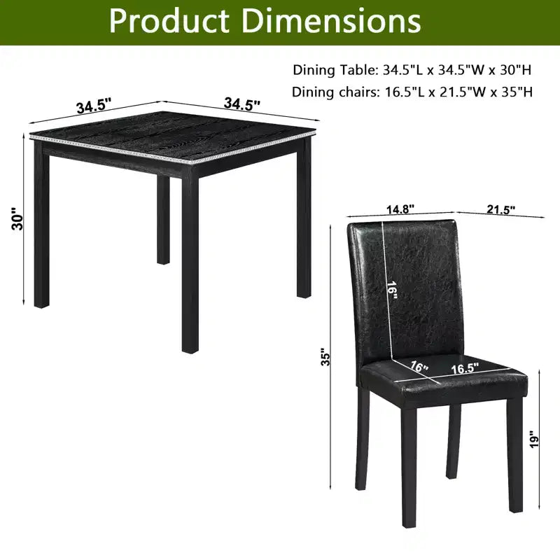 GDFStudio Jensen - Juego de comedor moderno de 5 piezas con sillas de madera de acacia y piel sintética, y mesa de comedor cuadrada