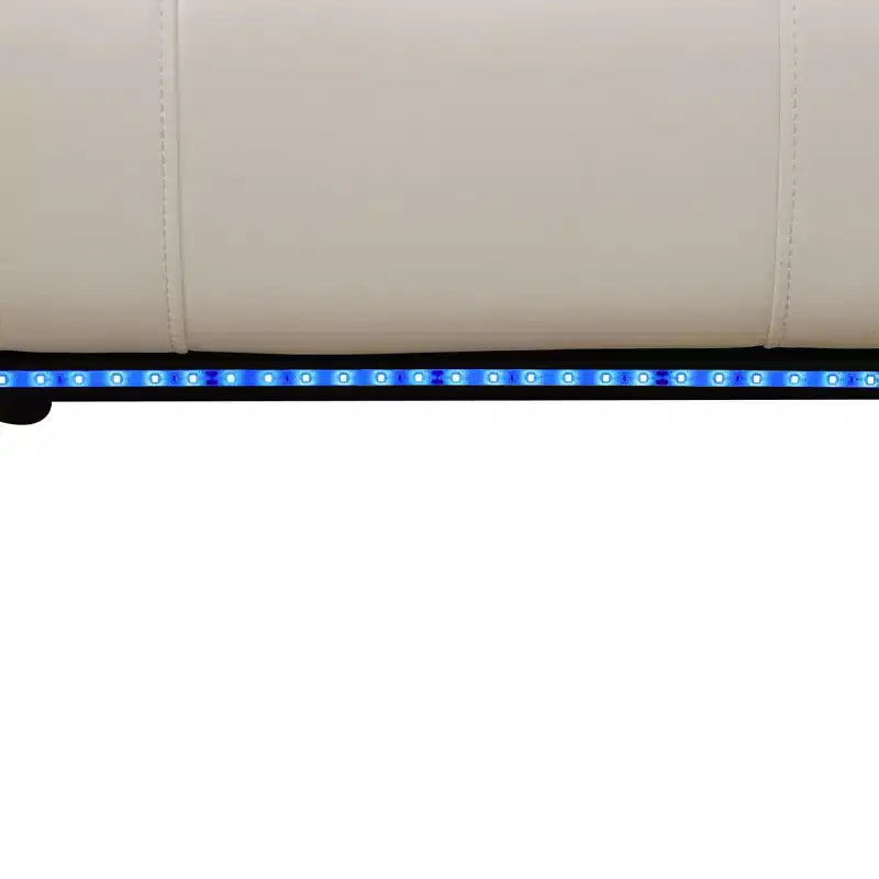 Sillón reclinable eléctrico MAYEERTY, sillón reclinable eléctrico de cuero regenerado con carga USB y respaldo ajustable para sala de estar, blanco roto