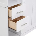 Mueble de cama Murphy con casilleros y armarios de almacenamiento con estantes, arcón de cama de plataforma oculta plegable de madera, blanco