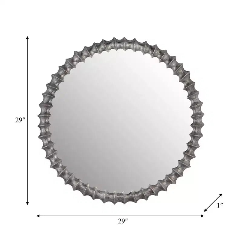 Espejo de pared redondo moderno con marco de metal decorativo - Espejo decorativo de vidrio para el hogar, la oficina, el dormitorio, la sala de estar - Acabado metálico - 29 Plata
