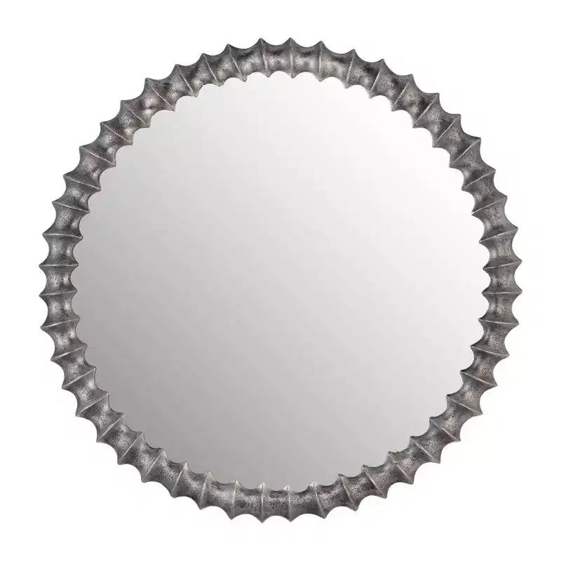 Espejo de pared redondo moderno con marco de metal decorativo - Espejo decorativo de vidrio para el hogar, la oficina, el dormitorio, la sala de estar - Acabado metálico - 29 Plata