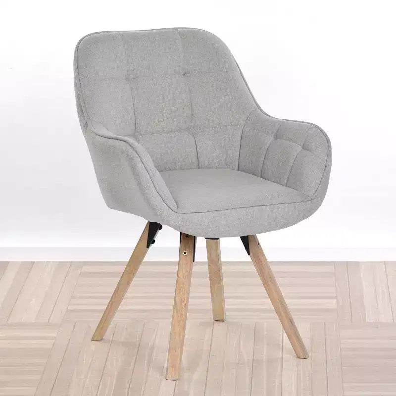 Sillón decorativo tapizado en tela, silla moderna de ocio para tocador con respaldo acolchado y cojín de asiento, sillón giratorio, silla auxiliar, gris