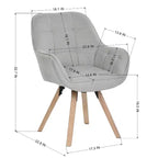 Sillón decorativo tapizado en tela, silla moderna de ocio para tocador con respaldo acolchado y cojín de asiento, sillón giratorio, silla auxiliar, gris