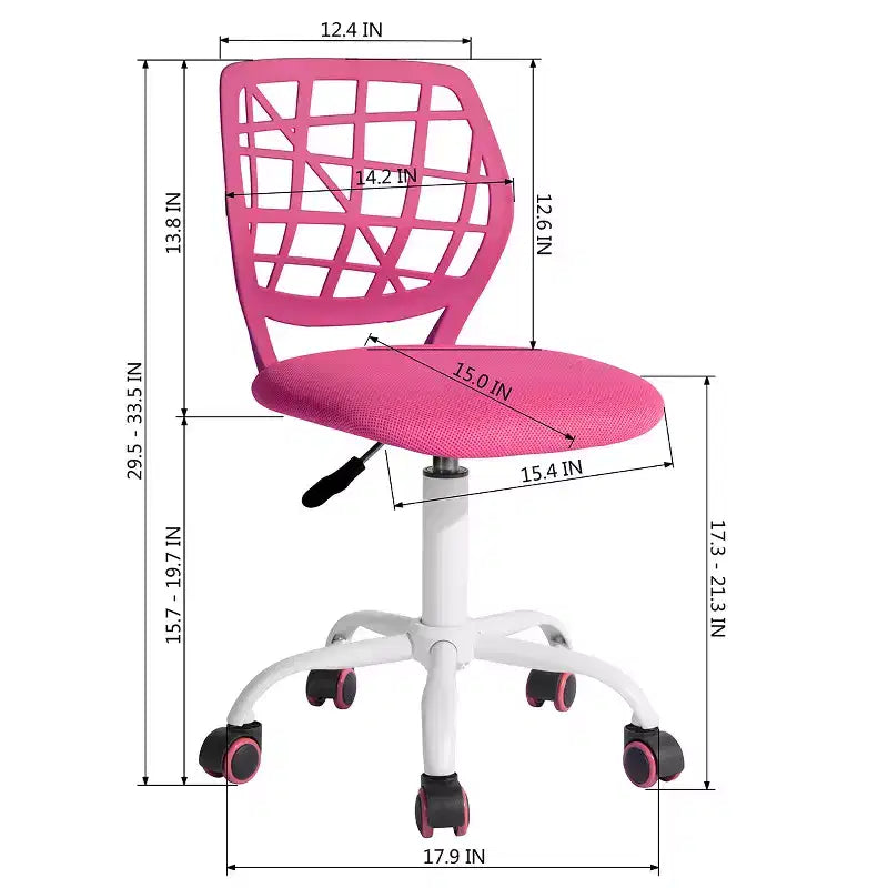 Silla de escritorio FurnitureR, silla de oficina ajustable para computadora con respaldo de plástico y asiento acolchado, silla giratoria con ruedas, rosa