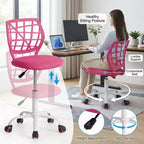 Silla de escritorio FurnitureR, silla de oficina ajustable para computadora con respaldo de plástico y asiento acolchado, silla giratoria con ruedas, rosa