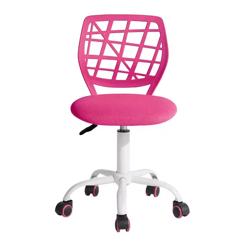 Silla de escritorio FurnitureR, silla de oficina ajustable para computadora con respaldo de plástico y asiento acolchado, silla giratoria con ruedas, rosa