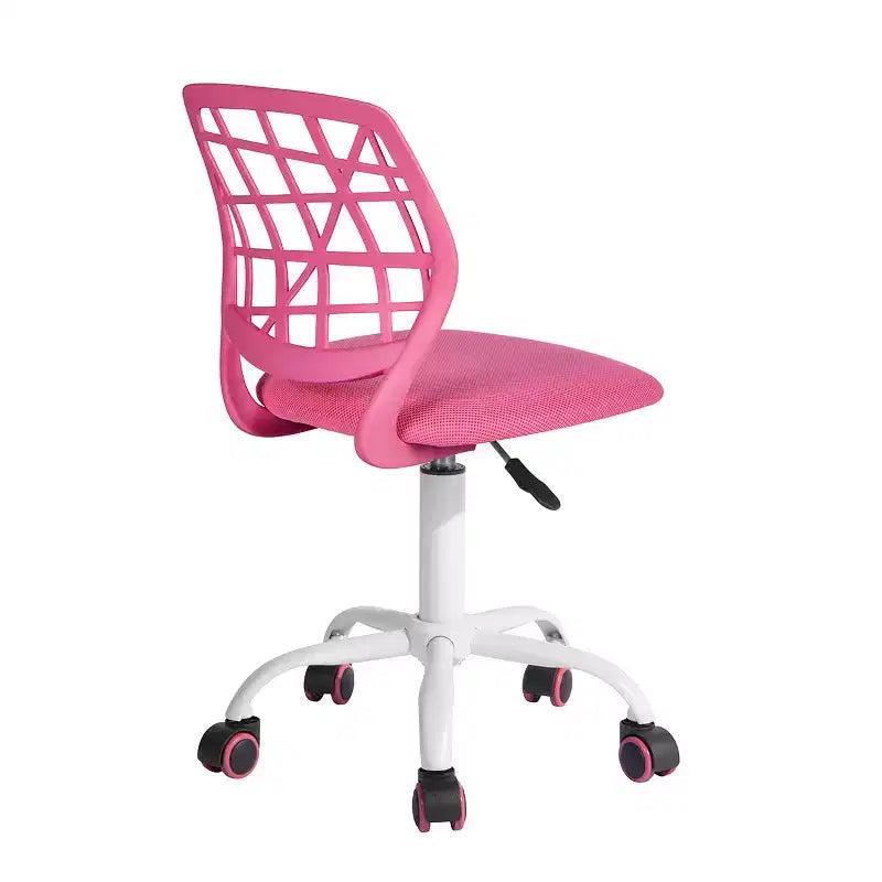 Silla de escritorio FurnitureR, silla de oficina ajustable para computadora con respaldo de plástico y asiento acolchado, silla giratoria con ruedas, rosa