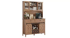 Mueble despensa alto de cocina de 183 cm, aparador independiente con puerta corrediza de granero y 2 cajones, mueble de barra de café de madera para sala de estar o cocina