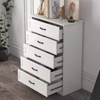 Cómoda de Madera de 6 Cajones para Dormitorio con Asas Metálicas Anchas, Cajonera Moderna de Estilo Rústico, Organizador de Almacenamiento para Dormitorio y Sala de Estar