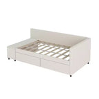 Cama de plataforma en forma de L Whisen Twin Size con almacenamiento envolvente y cajones, construcción robusta y duradera
