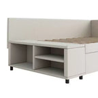 Cama de plataforma en forma de L Whisen Twin Size con almacenamiento envolvente y cajones, construcción robusta y duradera