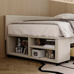 Cama de plataforma en forma de L Whisen Twin Size con almacenamiento envolvente y cajones, construcción robusta y duradera