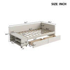 Cama de plataforma en forma de L Whisen Twin Size con almacenamiento envolvente y cajones, construcción robusta y duradera