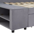 Cama de plataforma en forma de L Whisen Twin Size con almacenamiento envolvente y cajones, construcción robusta y duradera