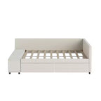 Cama de plataforma en forma de L Whisen Twin Size con almacenamiento envolvente y cajones, construcción robusta y duradera