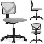 MAYEERTY Silla de oficina para el hogar, sin brazos, de malla, silla de ordenador para espacios pequeños, giratoria, ajustable, con respaldo bajo, para adolescentes y adultos, azul
