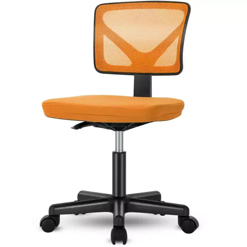 MAYEERTY Silla de oficina para el hogar, sin brazos, de malla, silla de ordenador para espacios pequeños, giratoria, ajustable, con respaldo bajo, para adolescentes y adultos, azul