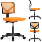 MAYEERTY Silla de oficina para el hogar, sin brazos, de malla, silla de ordenador para espacios pequeños, giratoria, ajustable, con respaldo bajo, para adolescentes y adultos, azul