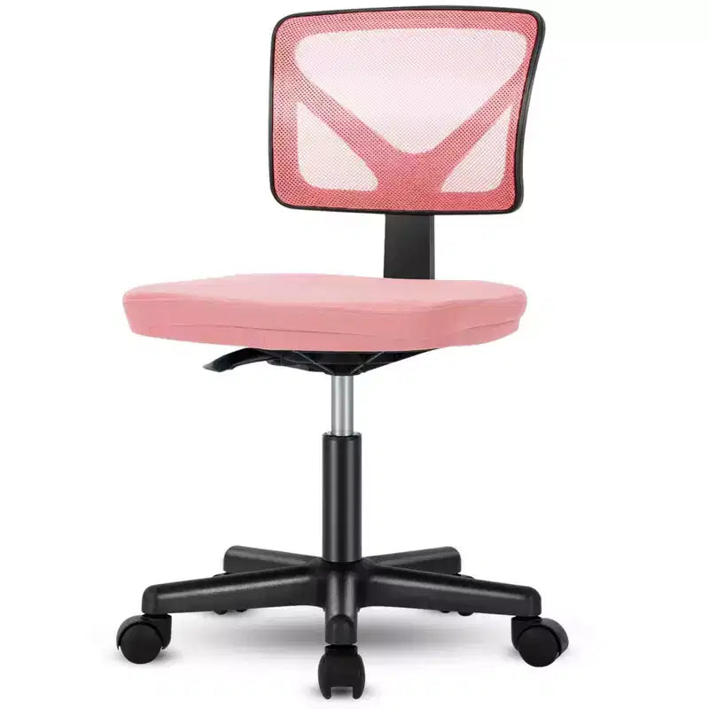MAYEERTY Silla de oficina para el hogar, sin brazos, de malla, silla de ordenador para espacios pequeños, giratoria, ajustable, con respaldo bajo, para adolescentes y adultos, azul