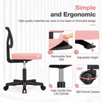 MAYEERTY Silla de oficina para el hogar, sin brazos, de malla, silla de ordenador para espacios pequeños, giratoria, ajustable, con respaldo bajo, para adolescentes y adultos, azul