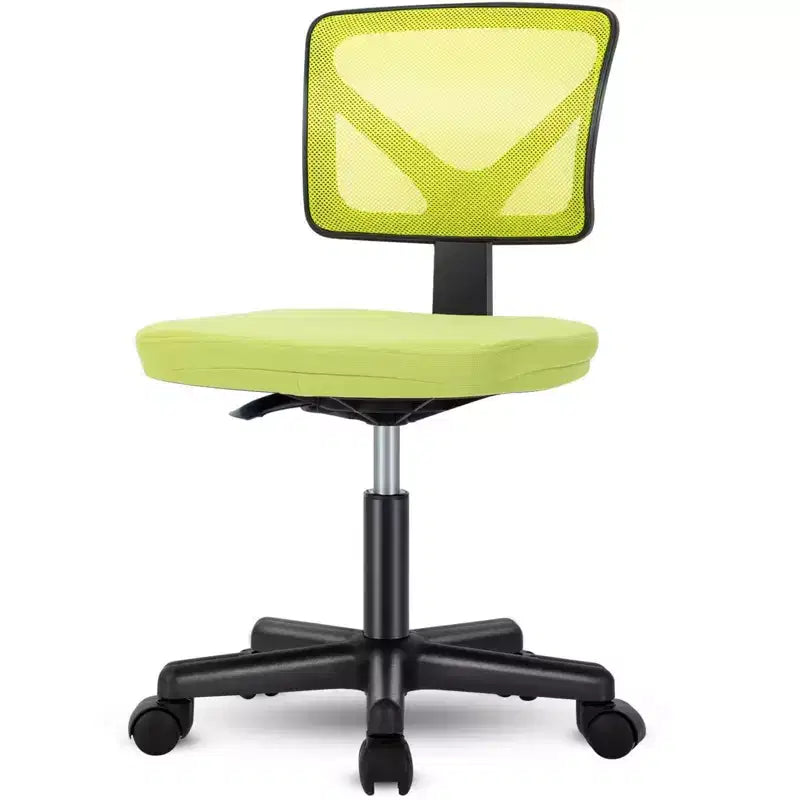 MAYEERTY Silla de oficina para el hogar, sin brazos, de malla, silla de ordenador para espacios pequeños, giratoria, ajustable, con respaldo bajo, para adolescentes y adultos, azul