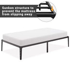 Base de cama doble sin cabecero, base de cama de plataforma de metal con 12.6 de almacenamiento debajo de la cama, soporte de láminas de metal, no necesita somier